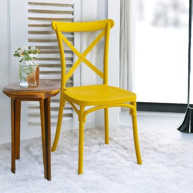 كرسي مفرد بلاستيك اصفر 36×35×84 سم