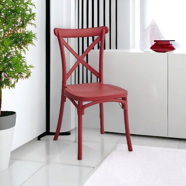 Red plastic single chair, 36 x 35 x 84 cm