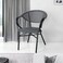 Single rattan chair and black + gray fabric, 82x60x57 cm