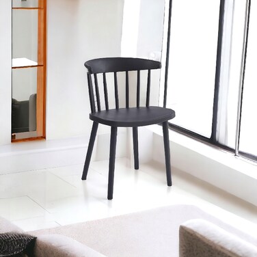 Black plastic single chair, 45 x 48 x 76 cm