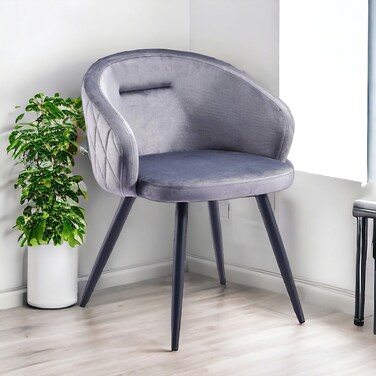 Gray velvet single chair, 55 x 65 x 81 cm