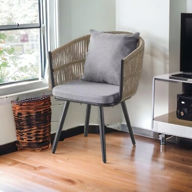 كرسي مفرد  راتان - قماش