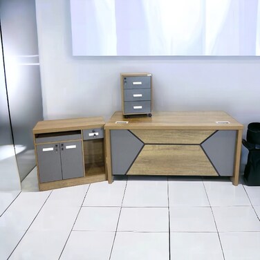 مكتب خشب بني فاتح 160×80×75 سم