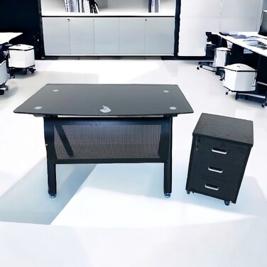 Glass desk, size 120 x 60 x 75 cm - black