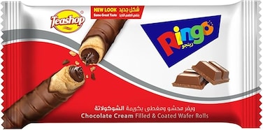 Teashop Ringo Chocolate Cream Filled &amp; Coated Wafer Roll 24g