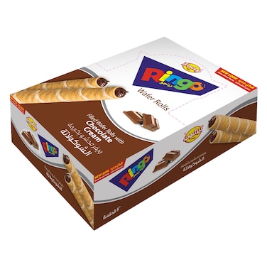 تيشوب رينجو لفائف الويفر المحشية والمغطاة بالشوكولاتة 16 جرام ×12