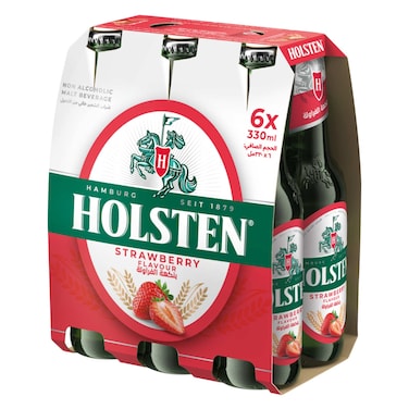 هولستن شراب شعير  بنكهة الفراولة، خالي من الكحول  330 مل × 6 عبوات زجاجية