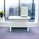 White glass top desk, 120 x 70 x 75 cm