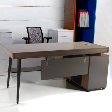 مكتب خشب بنى 160-80-75سم  - 140-40 -  61سم