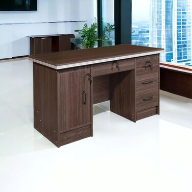 Dark brown wood desk, 160 x 80 x 75 cm