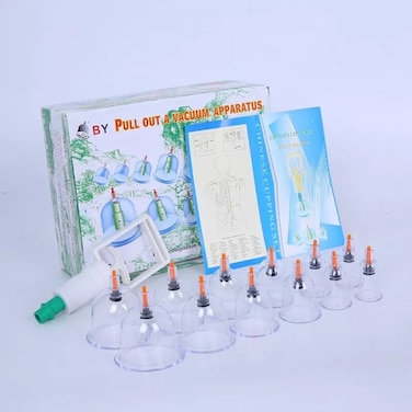 مجموعة ادوات الحجامة مكونة من 12 كوب شفط للحجامة المنزلية
