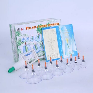 مجموعة ادوات الحجامة مكونة من 12 كوب شفط للحجامة المنزلية