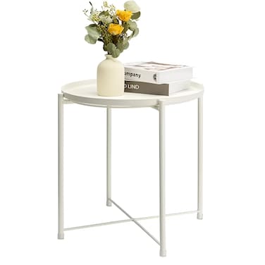 1st Round Coffee Table With Detachable Top Tray - White