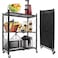 1st Foldable Kitchen Storage Rack With Lockable Wheels 3 Shelves