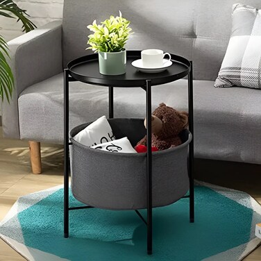 1st Round Metal Coffee Table, Black Color
