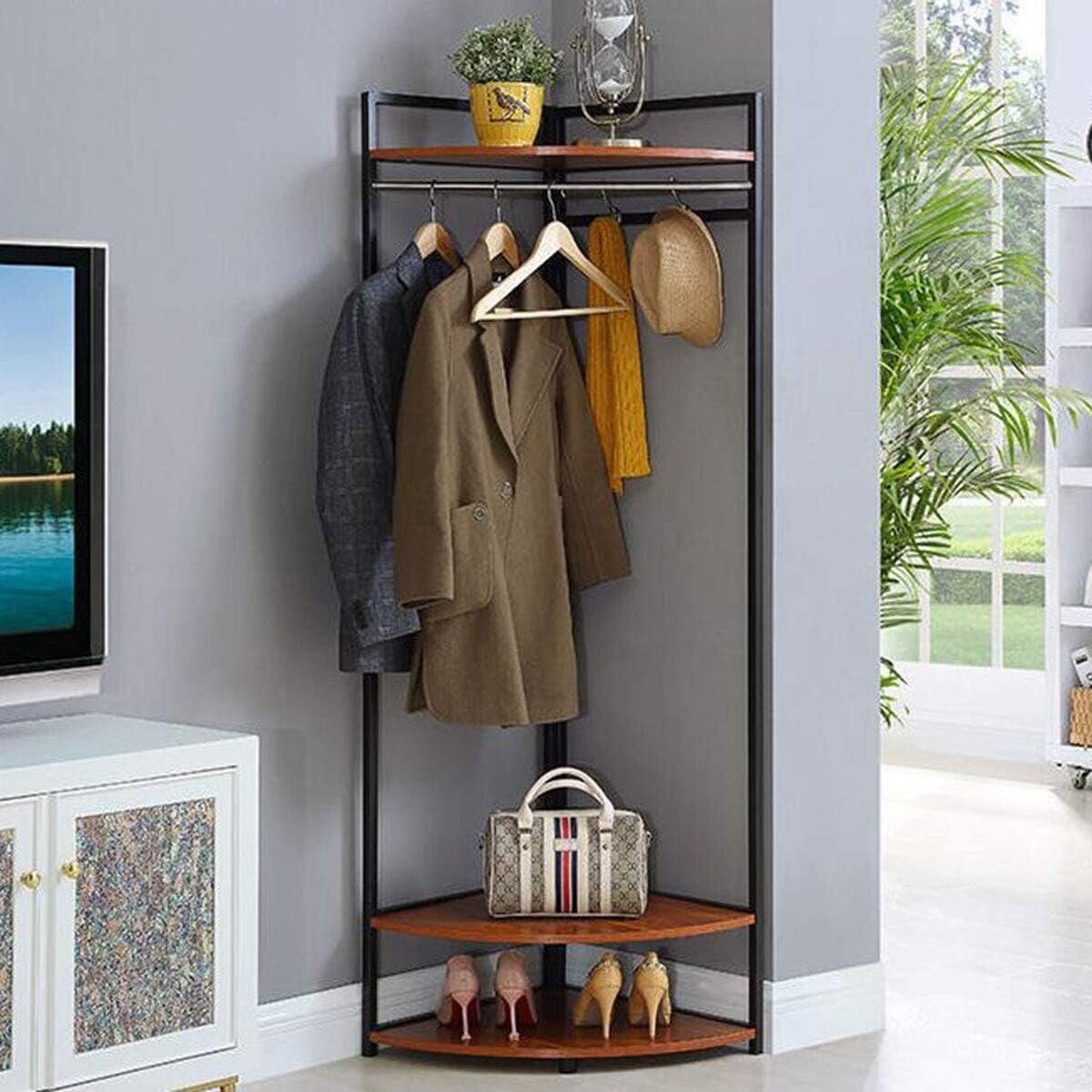 Buy 1st Corner Clothes Rack With Brown Shoe Organizer From First Online ...