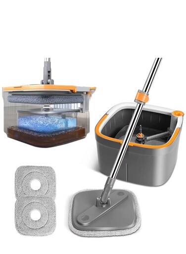 1st 360 Degree Rotating Microfiber Floor Cleaning Mop With Bucket And 2 Replacement Cloths