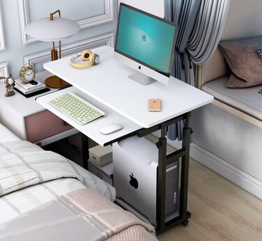 1st Movable Desktop Computer Table With Keyboard Tray (80&times;45) - White