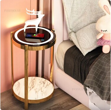 1st Smart Side Table With Wireless Charging And 3-Color LED Lighting