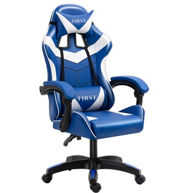 كرسي العاب مريح مع مسند راس ودعم اسفل الظهر ازرق