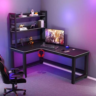 طاولة مكتب مع رفوف للكمبيوتر والعمل - 120سم