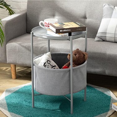 1st Gray Round Metal Coffee Table From First