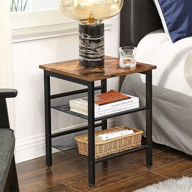 1st A Wooden Side Table With Metal Shelves In A Classic Design From First