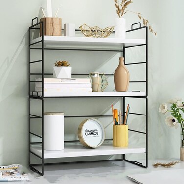 1st Wooden Adjustable 3 Tier Desk Organizer Rack With Iron Frame