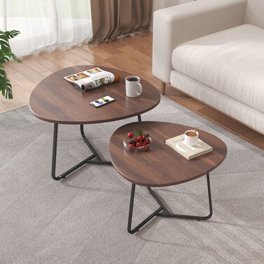 1st Oval Coffee Table Set With Triangle Base - 2 Pieces