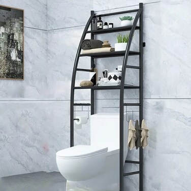 3 رفوف فوق المرحاض الحمام، رف موفر للمساحة اسود