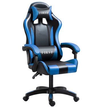 1st Comfortable Adjustable Black/Blue Gaming Chair With Steel Frame