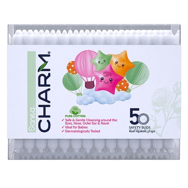Sanita Charm Cotton Buds White 50 count