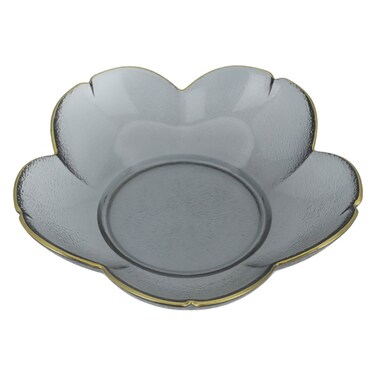 Alsaif Gallery Black Glass Plate Gold Wavy Line