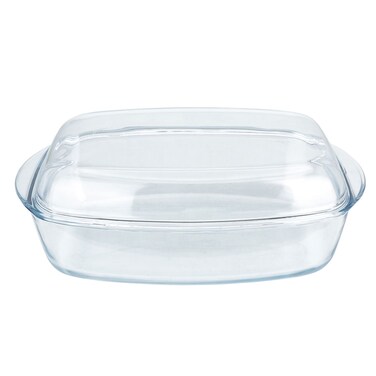 صينية بغطاء بايركس شفاف