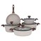 Alsaif Gallery Turkish Granite Cookware Set, Light Brown, With Wooden Handle And Glass Lid, 9 Pieces