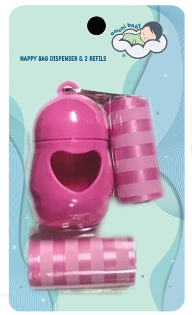 Diaper Disposal Bag Dispenser with 2 Garbage Bag Rolls-Pink