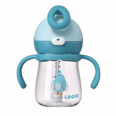 لوقو كوب بمصاص مصنوع من مادة التريتان 220 مل-أزرق
