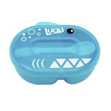 وعاء طعام من لوقو مع ملعقة باللون الأزرق