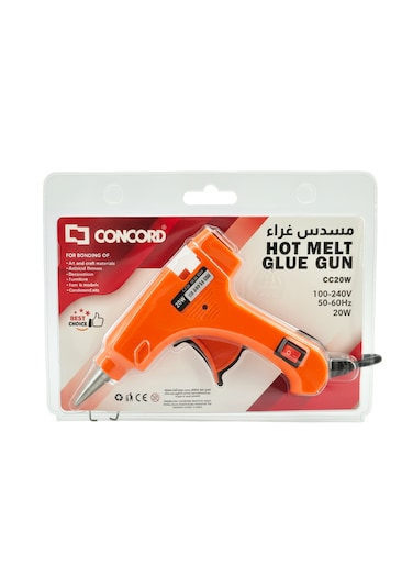 مسدس غراء كهربائي 20 واط، درجة حرارة عالية، أداة لاصقة متعددة الاستخدام - برتقالي