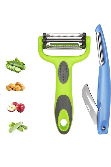 مجموعة مقشرة الخضار متعددة الاستخدامات ٣ في ١ من دووماما - للبطاطس والجزر والخيار والجوليان - من منتجات المطبخ الأساسية