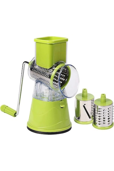 Vegetable Cutter Round Mandoline Slicer Potato Carrot Grater Slicer with 3 Stainless Steel Chopper