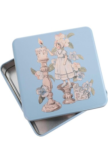 Khazna Cookie Tin Box, Square Cookie Jar Metal Candy Box Tinplate Cookie Jar Square Storage Box for