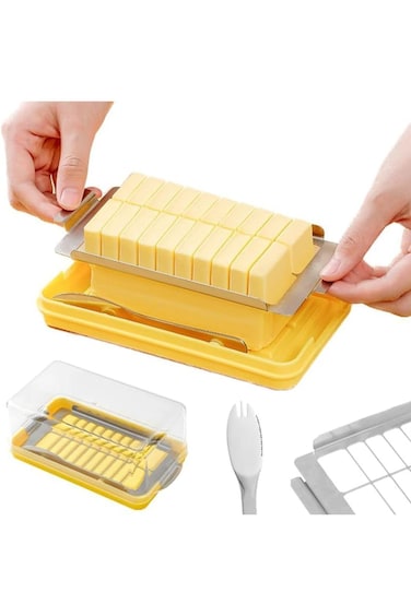 وعاء تقطيع الزبدة من بابوريش، طبق مع غطاء ومقطع، قطاعة زبدة من الفولاذ المقاوم للصدأ وحافظة