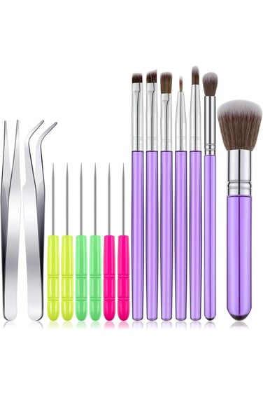 MAKINGTEC Cake Decorating Tool Set, 15 Pieces Cookie Decoration Brushes Scriber Needles Sugar Stir