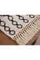 Excefore Farmhouse Table Runners 72 Inches Long Braided Stripe Boho Design,Black and White with Tas