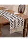 Excefore Farmhouse Table Runners 72 Inches Long Braided Stripe Boho Design,Black and White with Tas