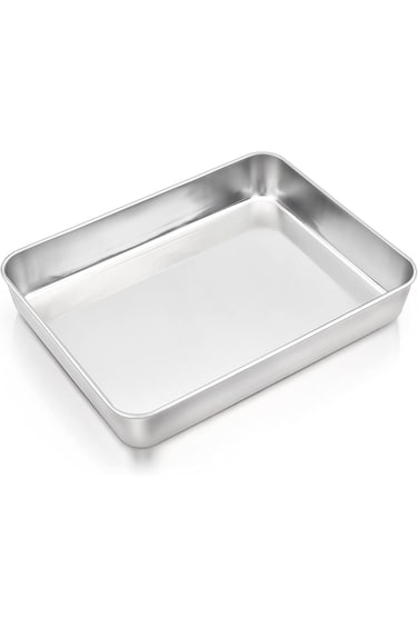 صينية خبز مستطيلة من إي-فار، صينية عميقة من الفولاذ المقاوم للصدأ، صينية كيك 12.4 بوصة × 9.6 بوصة × 2 بوصة