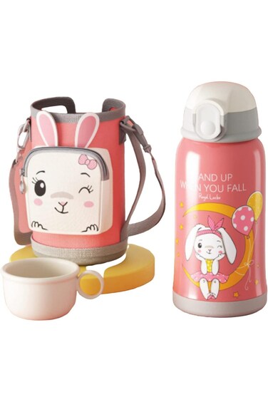 EBS SOUQ Kids Water Bottle, 550ML Stainless Steel Vacuum Insulated Flask with Straw, 3 Lids, Cup an