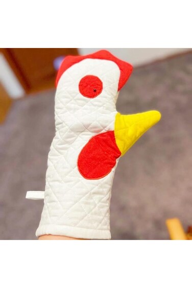 Tazweeq Oven Mitts, Washable Cute Oven Mitts, Oven Mits/Glove Set, Printed Rooster Heat Resistant O