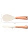 Oasisgalore Wooden Handle Silicone Rice Spoon Kitchen Utensils Rice Cooker Rice Spoon Can Stand Sil